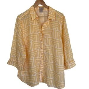 Yellow Geometric Pattern Women's Top